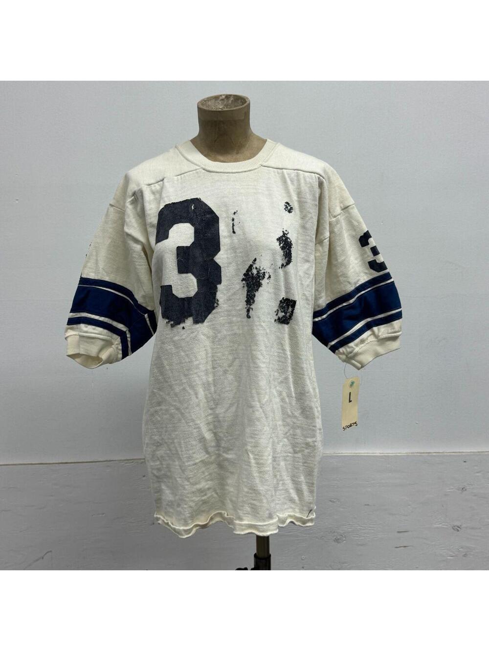 Vintage 1970s Distressed Ghosted 32 Football Practice Jersey Thrashed